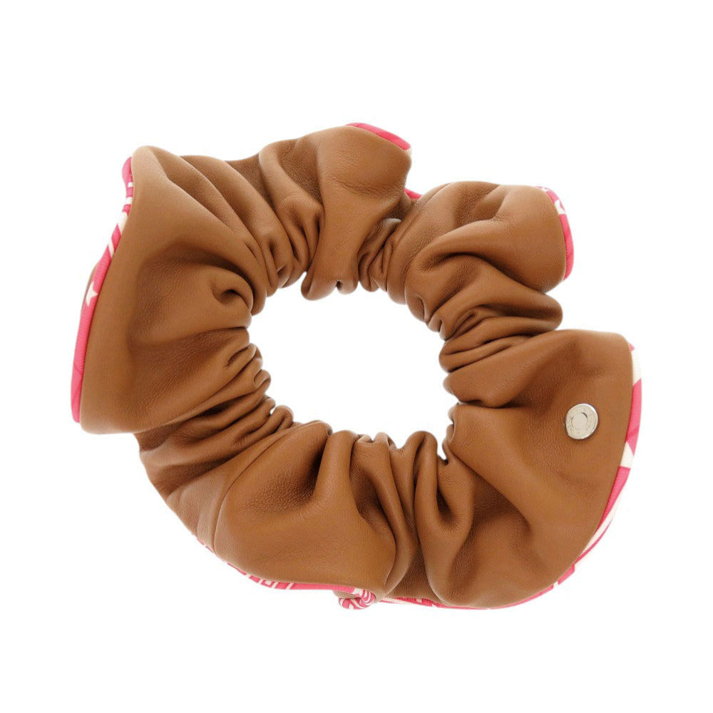 美品 エルメス クラウディア シルク アニョーナパリゼ ゴールド ローズアザレ シュシュ ヘアアクセサリー 0876【中古】HERMES