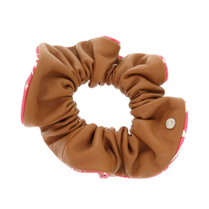 美品 エルメス クラウディア シルク アニョーナパリゼ ゴールド ローズアザレ シュシュ ヘアアクセサリー 0876【中古】HERMES