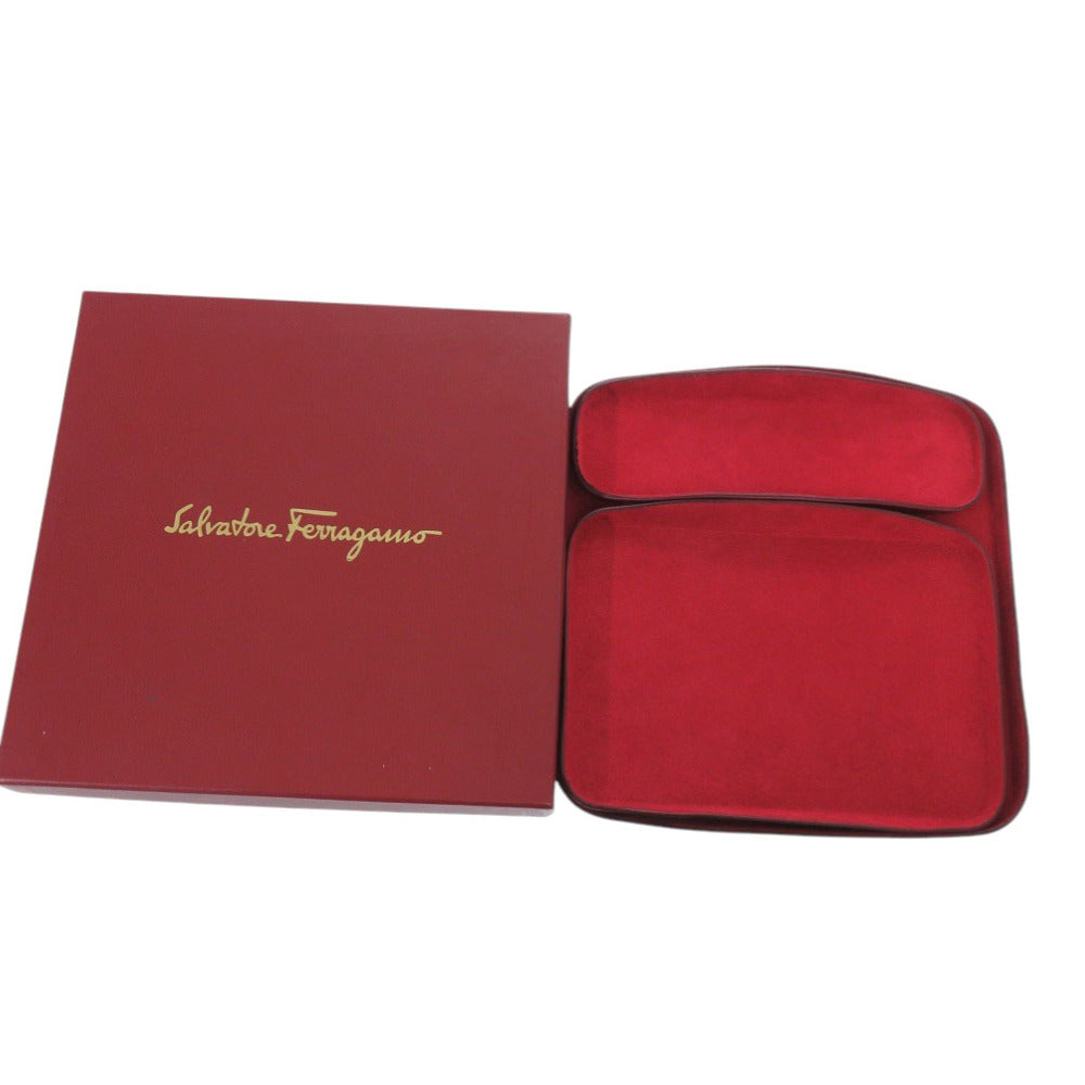 新品同様 サルヴァトーレフェラガモ オパンケ デスク トレイ セット レザー レッド 赤 0893【中古】Salvatore Ferragamo