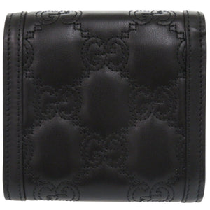 未使用 グッチ 723799 カーフレザー ブラック 二つ折り財布 黒 0896【中古】GUCCI