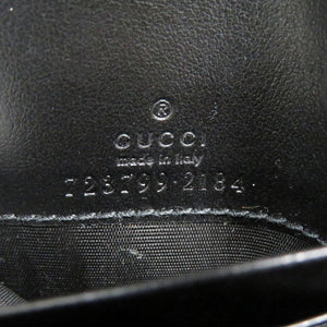 未使用 グッチ 723799 カーフレザー ブラック 二つ折り財布 黒 0896【中古】GUCCI