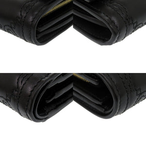 未使用 グッチ 723799 カーフレザー ブラック 二つ折り財布 黒 0896【中古】GUCCI