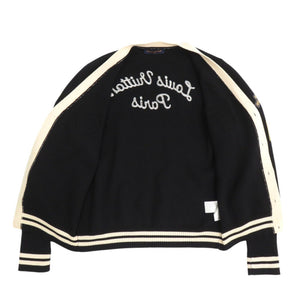 美品 ルイ ヴィトン ワッペン ウール サイズ4L ブラック ニットカーディガン 黒 LV 0906【中古】LOUIS VUITTON メンズ
