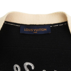 美品 ルイ ヴィトン ワッペン ウール サイズ4L ブラック ニットカーディガン 黒 LV 0906【中古】LOUIS VUITTON メンズ