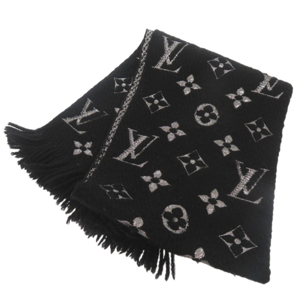 美品 ルイ ヴィトン エシャルプ ロゴマニア マフラー M75833 ウール シルク ブラック LV 0909【中古】LOUIS VUITTON