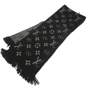 美品 ルイ ヴィトン エシャルプ ロゴマニア マフラー M75833 ウール シルク ブラック LV 0909【中古】LOUIS VUITTON