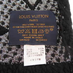 美品 ルイ ヴィトン エシャルプ ロゴマニア マフラー M75833 ウール シルク ブラック LV 0909【中古】LOUIS VUITTON