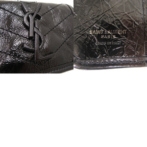 新品同様 サンローランパリ Niki ウォレット 三つ折り財布 レザー ブラック 0914【中古】SAINT LAURENT PARIS