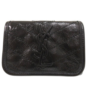 新品同様 サンローランパリ Niki ウォレット 三つ折り財布 レザー ブラック 0914【中古】SAINT LAURENT PARIS