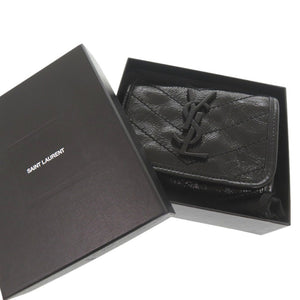 新品同様 サンローランパリ Niki ウォレット 三つ折り財布 レザー ブラック 0914【中古】SAINT LAURENT PARIS