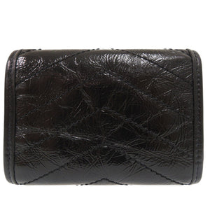 新品同様 サンローランパリ Niki ウォレット 三つ折り財布 レザー ブラック 0914【中古】SAINT LAURENT PARIS