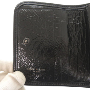 新品同様 サンローランパリ Niki ウォレット 三つ折り財布 レザー ブラック 0914【中古】SAINT LAURENT PARIS