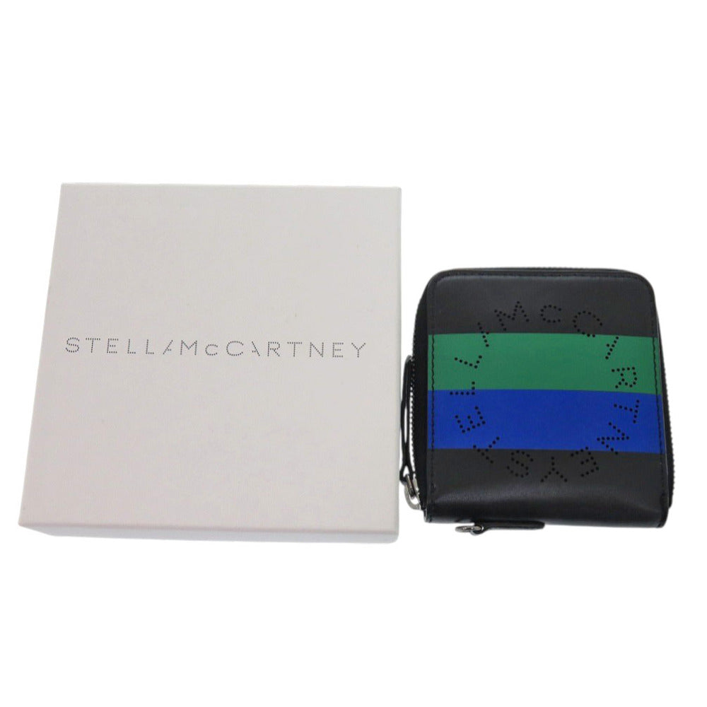 美品 ステラマッカートニー レザー スウェード ブラック 二つ折り財布 黒 0920【中古】Stella McCartney