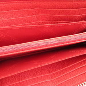 新品同様 ロンシャン レザー 赤オレンジ L字ファスナー長財布 財布 0922【中古】LONGCHAMP