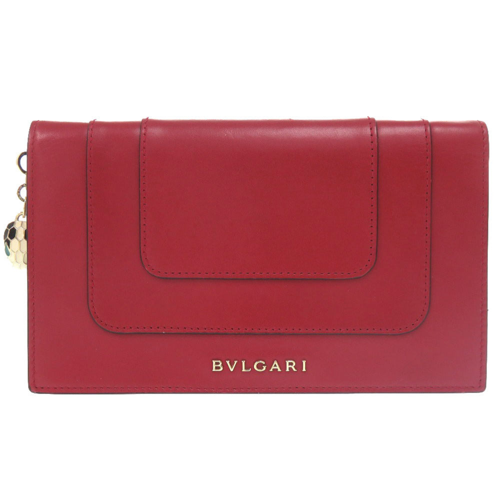美品 ブルガリ セルペンティ レザー レッド 二つ折り財布 二つ折り長財布 赤 0923 【中古】 BVLGARI
