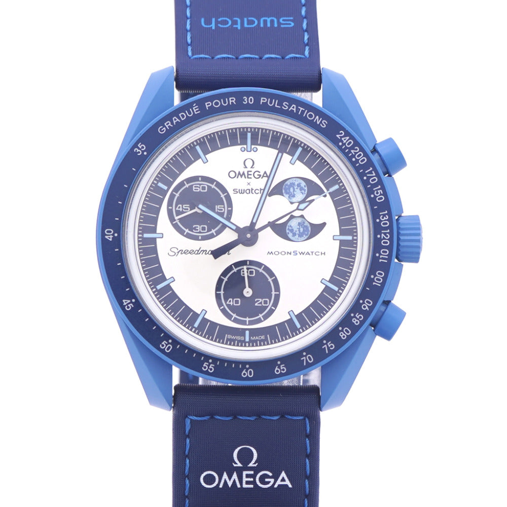 未使用 オメガ × スウォッチ  ミッショントゥザ スーパーブルー ムーンフェイズ SO33N700 クオーツ 腕時計 ナイロン/バイオセラミック ブルー 青 0956【中古】OMEGA メンズ