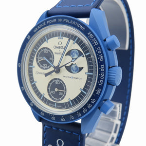 未使用 オメガ × スウォッチ  ミッショントゥザ スーパーブルー ムーンフェイズ SO33N700 クオーツ 腕時計 ナイロン/バイオセラミック ブルー 青 0956【中古】OMEGA メンズ