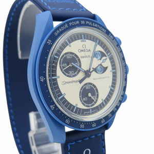 未使用 オメガ × スウォッチ  ミッショントゥザ スーパーブルー ムーンフェイズ SO33N700 クオーツ 腕時計 ナイロン/バイオセラミック ブルー 青 0956【中古】OMEGA メンズ