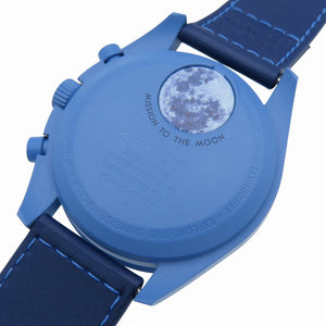 未使用 オメガ × スウォッチ  ミッショントゥザ スーパーブルー ムーンフェイズ SO33N700 クオーツ 腕時計 ナイロン/バイオセラミック ブルー 青 0956【中古】OMEGA メンズ