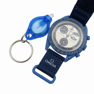 未使用 オメガ × スウォッチ  ミッショントゥザ スーパーブルー ムーンフェイズ SO33N700 クオーツ 腕時計 ナイロン/バイオセラミック ブルー 青 0956【中古】OMEGA メンズ