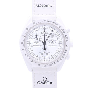 未使用 オメガ × スウォッチ スヌーピー ミッショントゥ ザ ムーンフェイズ スピードマスター クオーツ 腕時計 ホワイト 白文字盤 0957【中古】OMEGA
