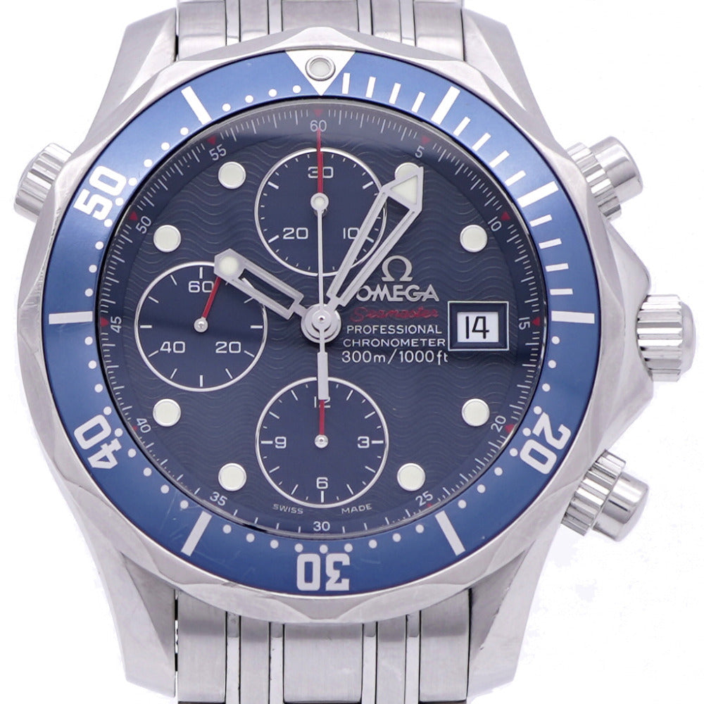 オメガ オメガ シーマスター クロノグラフ 2225.80 自動巻き 腕時計 SS ネイビー 0959【中古】OMEGA メンズ