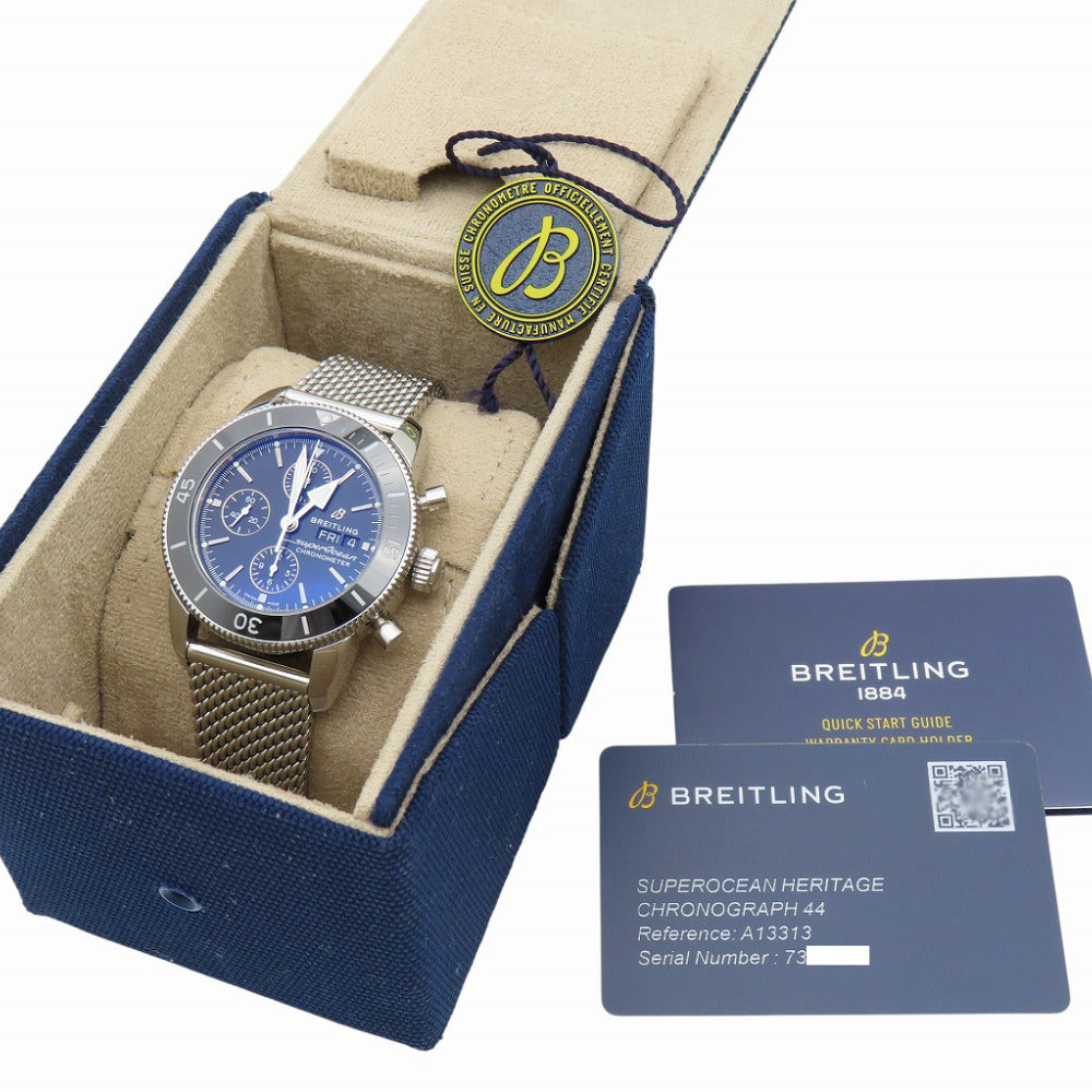 新品同様 ブライトリング スーパーオーシャン ヘリテージII A13313 自動巻き 腕時計 SS ブラック 黒文字盤 0963【中古】BREITLING メンズ
