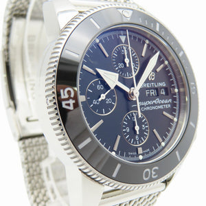 新品同様 ブライトリング スーパーオーシャン ヘリテージII A13313 自動巻き 腕時計 SS ブラック 黒文字盤 0963【中古】BREITLING メンズ
