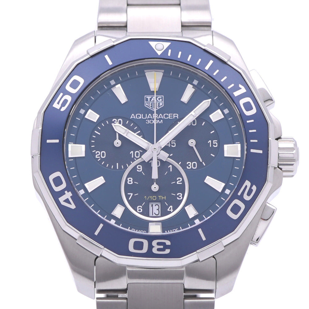 美品 タグホイヤー アクアレーサー クロノグラフ CAY111B クオーツ 腕時計 ステンレススチール ブルー 青文字盤 0964【中古】TAG HEUER メンズ