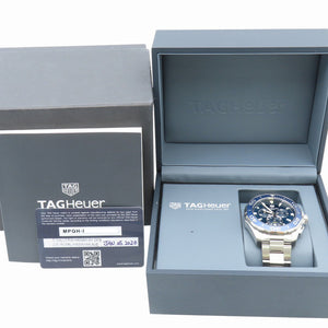 美品 タグホイヤー アクアレーサー クロノグラフ CAY111B クオーツ 腕時計 ステンレススチール ブルー 青文字盤 0964【中古】TAG HEUER メンズ