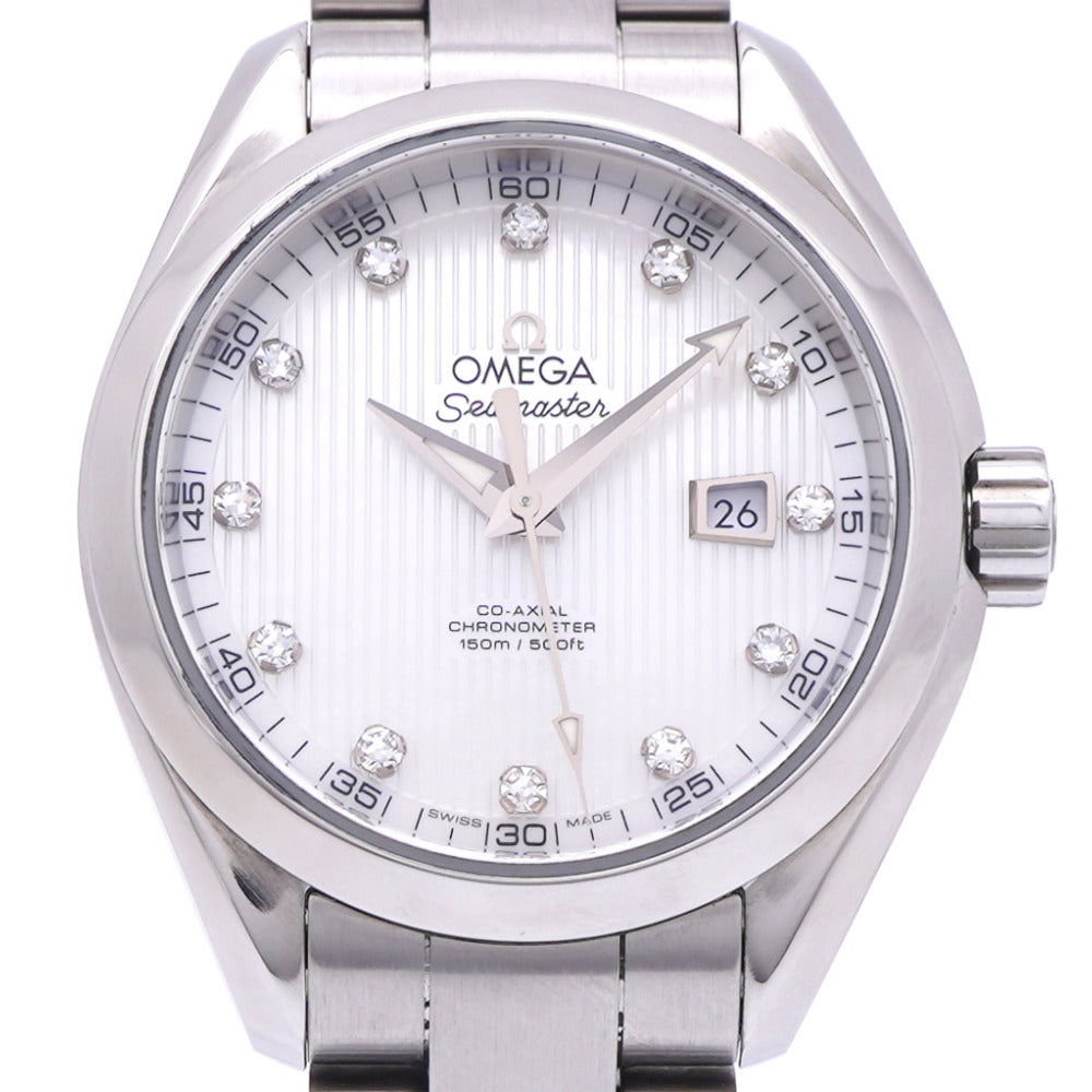 美品 オメガ シーマスター アクアテラ 12Pダイヤ コーアクシャル 231.10.34.20.55.001 自動巻き 腕時計 ダイヤモンド ホワイトシェル 0967【中古】OMEGA レディース