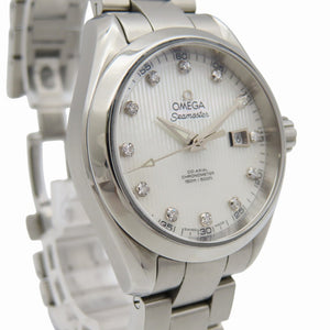 美品 オメガ シーマスター アクアテラ 12Pダイヤ コーアクシャル 231.10.34.20.55.001 自動巻き 腕時計 ダイヤモンド ホワイトシェル 0967【中古】OMEGA レディース