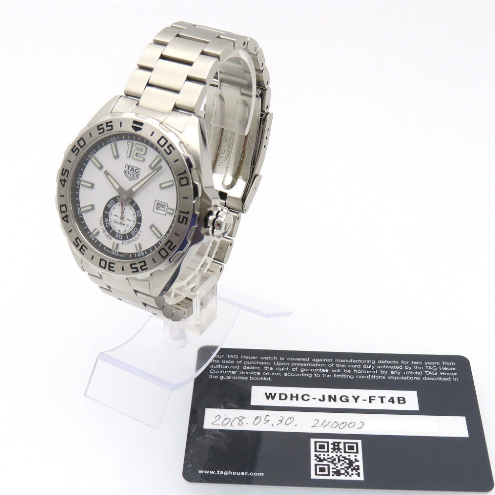 美品 タグホイヤー フォーミュラ1 キャリバー6 WAZ2013.BA0842 自動巻き 腕時計 SS ホワイト 白文字盤 0970【中古】TAG HEUER メンズ