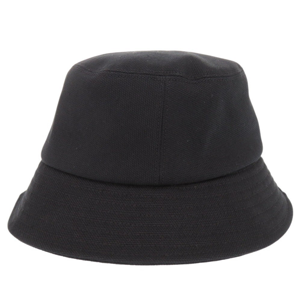 美品 シャネル コットン ブラック バケットハット 帽子 黒 0975【中古】CHANEL