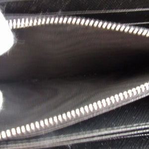 美品 プラダ サフィアーノレザー ブラック 黒 ラウンドファスナー長財布 財布 1000【中古】PRADA