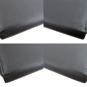 美品 プラダ サフィアーノレザー ブラック 黒 ラウンドファスナー長財布 財布 1000【中古】PRADA