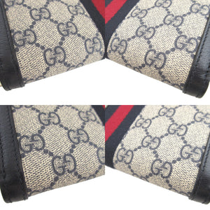 美品 グッチ オフィディア 523154 GGスプリーム レザー ベージュ ネイビー 紺 ラウンドファスナー長財布 財布 1001【中古】GUCCI