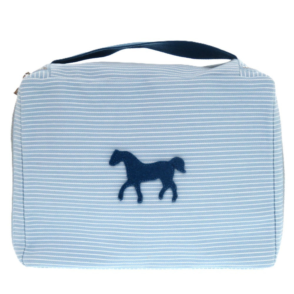 新品同様 エルメス カブリオル トゥーゴー MM コットン ホワイト ブルー 水 1009 ポーチ【中古】HERMES