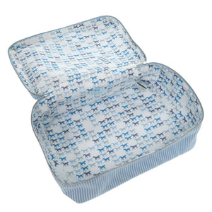 新品同様 エルメス カブリオル トゥーゴー バッグ MM コットン ホワイト ブルー 水 1009 ポーチ【中古】HERMES