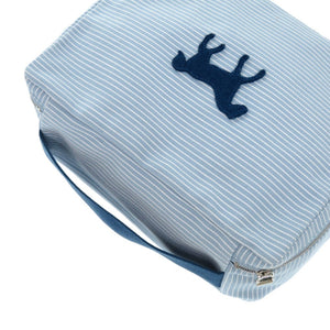 新品同様 エルメス カブリオル トゥーゴー バッグ MM コットン ホワイト ブルー 水 1009 ポーチ【中古】HERMES