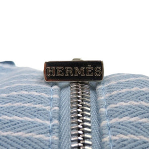新品同様 エルメス カブリオル トゥーゴー バッグ MM コットン ホワイト ブルー 水 1009 ポーチ【中古】HERMES