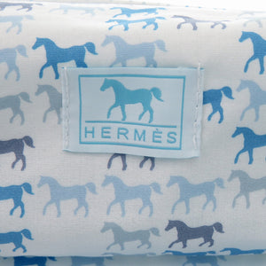 新品同様 エルメス カブリオル トゥーゴー バッグ MM コットン ホワイト ブルー 水 1009 ポーチ【中古】HERMES