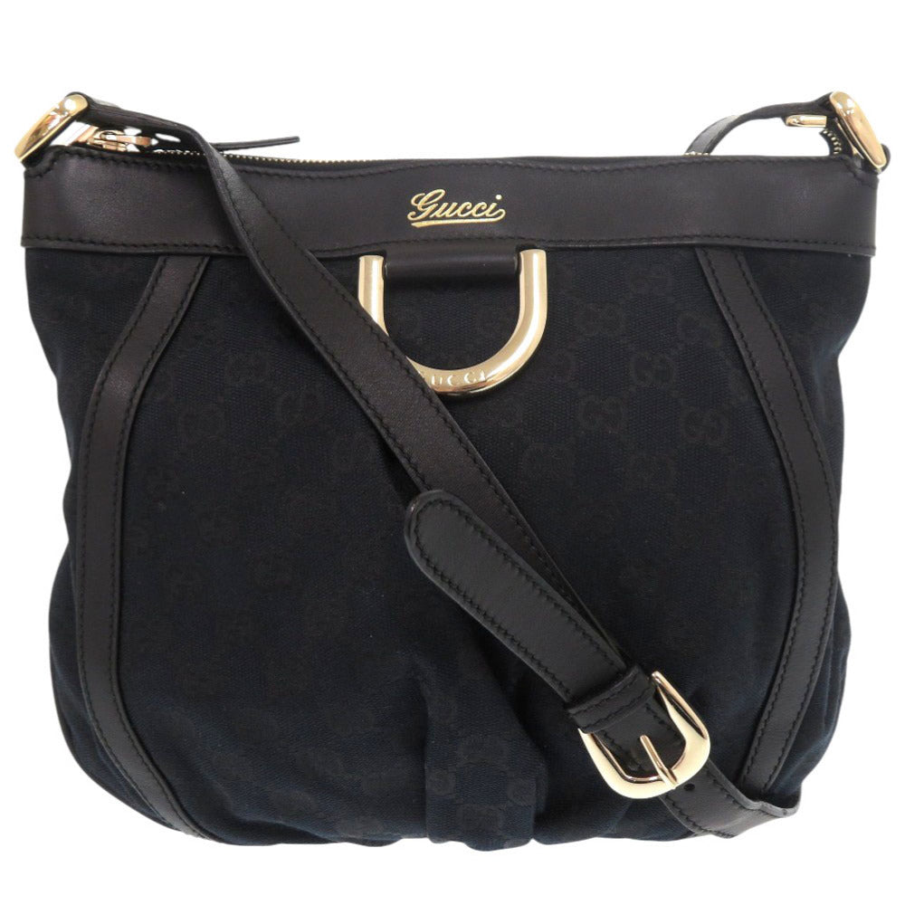 美品 グッチ アビー GGキャンバス レザー 203257 ブラック ショルダーバッグ 黒 1016【中古】GUCCI