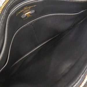 美品 サルヴァトーレフェラガモ VIVA Bow キャンバス レザー アイボリー系 ショルダーバッグ 1032【中古】Salvatore Ferragamo