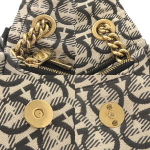 美品 サルヴァトーレフェラガモ VIVA Bow キャンバス レザー アイボリー系 ショルダーバッグ 1032【中古】Salvatore Ferragamo