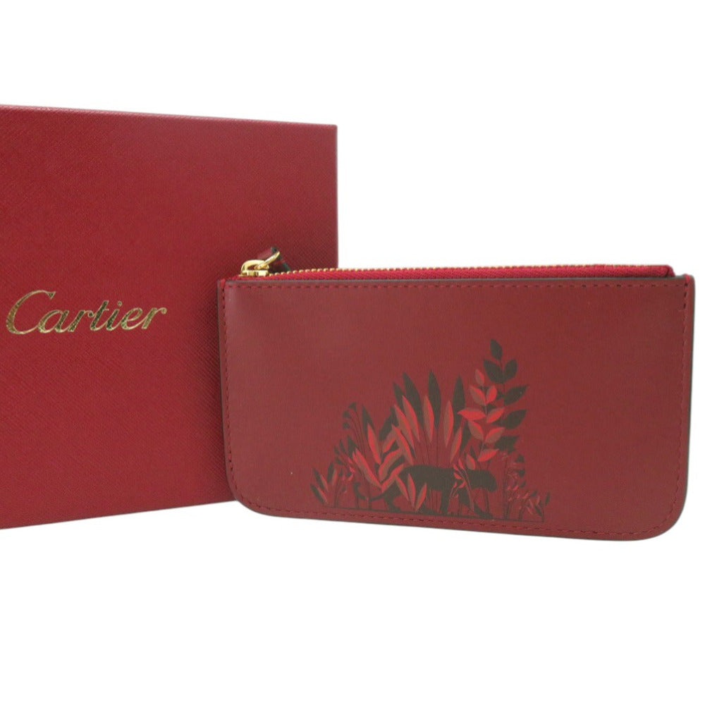 新品同様 カルティエ コインケース カードホルダー 小銭入れ レザー ボルドー 1041【中古】CARTIER