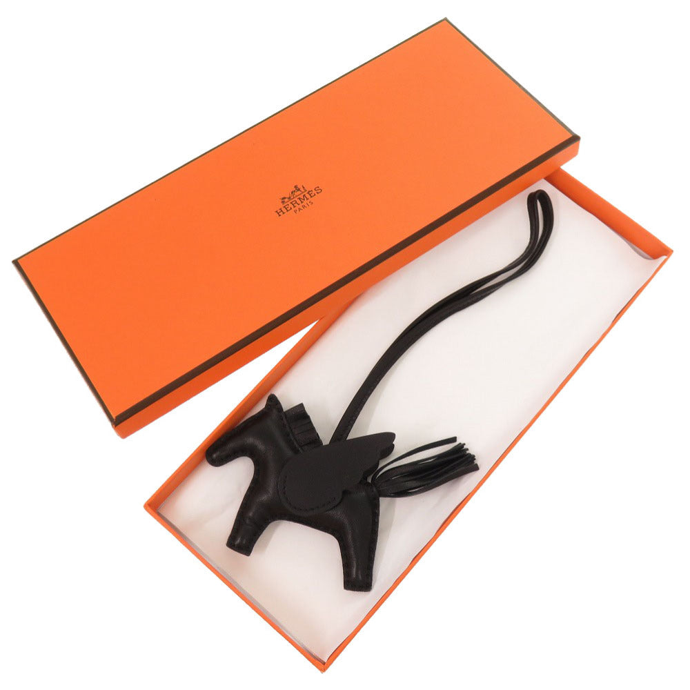 美品 エルメス ロデオペガサスPM アニョーミロ ソーブラック Z刻印(2021年製) バッグチャーム 黒 1052【中古】HERMES