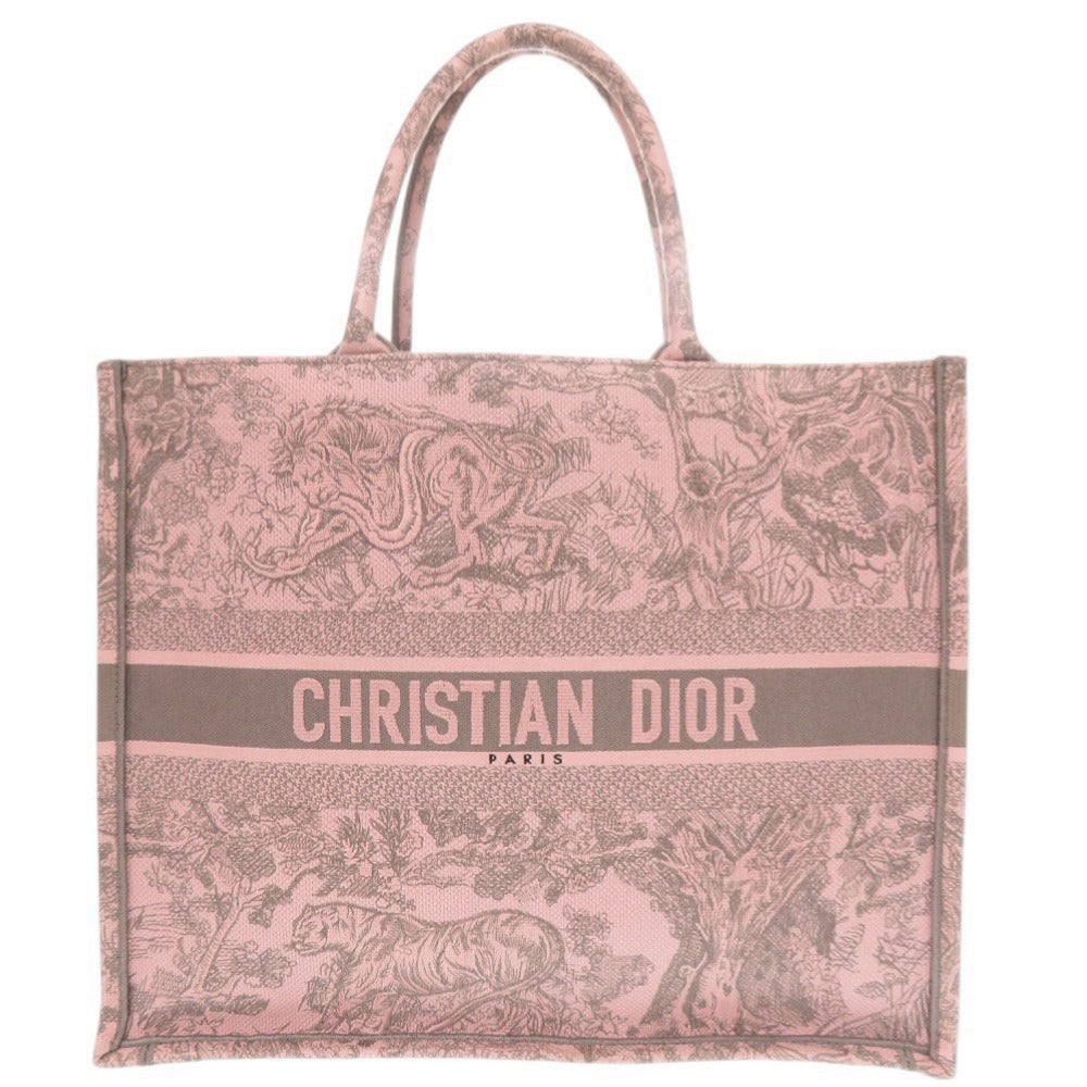 クリスチャンディオール ブックトート ラージ キャンバス ピンク トートバッグ 1058【中古】Christian Dior