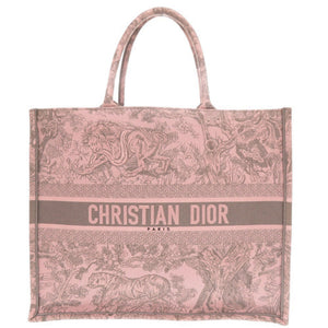 クリスチャンディオール ブックトート ラージ キャンバス ピンク トートバッグ 1058【中古】Christian Dior