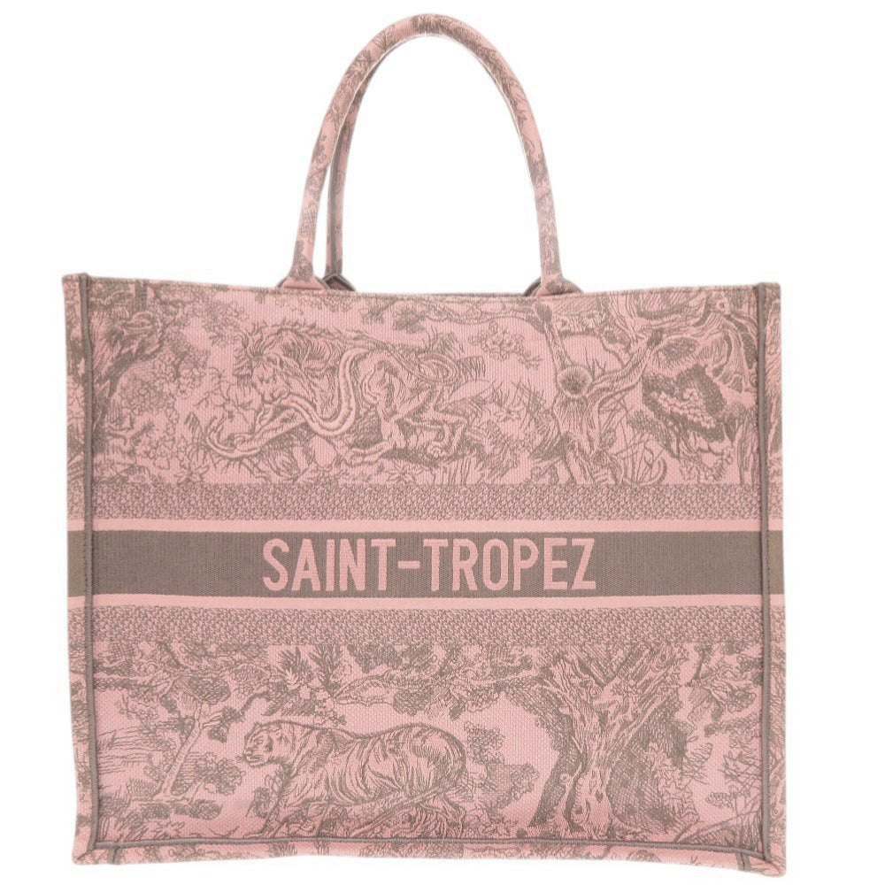 クリスチャンディオール ブックトート ラージ キャンバス ピンク トートバッグ 1058【中古】Christian Dior